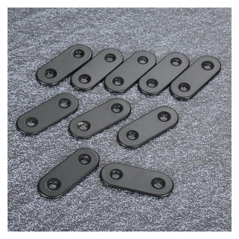 10 Piece Stainless Steel Straight Bracket Set For DIY Fixes At Home Across Projects, flat plates with screw holes on textured surface