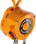 Hand Chain Hoist With Hook Mount, Half-Ton Capacity, 20 Ft Lift, 12.8 In Headroom, die-cast aluminum body, close-up view