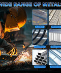 Welder using Mini Stick Welder 110V 200A Portable Inverter on various metals: cast iron, mild steel, sheet metal, and square pipe.