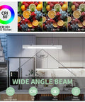 5000K LED Ceiling Light Fixture with plug-in, linkable 16W shop tube light installed in a kitchen for wide beam lighting