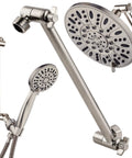 Adjustable Shower Arm 11 Inch Solid Brass With Lock Joint, Brushed Nickel Finish, 2 Foot Range, Universal Connection, Heavy Rain Shower Head Compatible, Tools Free Install