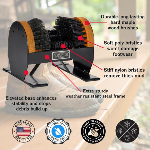 Heavy Duty Outdoor Boot Cleaner With Five Brush Cleaning System For Mud And Dirt Built Tough And Made In America Easy Mount Installation Cleans Boots Shoes And Gear For Home Or Shop