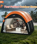 Upgraded Heavy Duty Bike Tent With Rain Cover Outdoor Storage Shed That Fits 8 To 10 Bikes Or 5 To 7 Electric Bikes Waterproof 210D Oxford Fabric Weatherproof Bike Shelter For Motorcycles Lawn Tools And Garden Gear