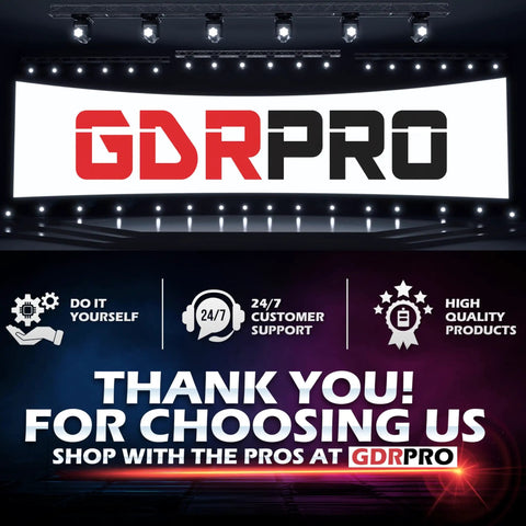 GDRPRO sign with icons for DIY, 24/7 support, high quality products, and thank you message.