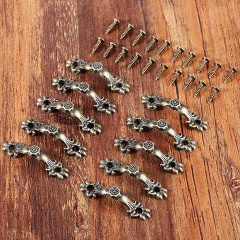 Antique Brass Mini Drawer Pulls Set Of 10 For Jewelry Boxes And Small Cabinets Arch Shape Hardware 1.69 X 0.43 Inches With 30 Mm Hole Spacing Zinc Alloy Rust Resistant Durable Decorative Ideal For Tiny Drawers And Cabinet Decoration