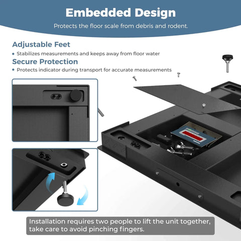Heavy Duty 36 By 36 Inch Industrial Floor Scale With Digital Indicator, 5000 Lb Capacity, Durable Carbon Steel Platform, Diamond Plate Surface, Ideal For Pallet Shipping Postal Weighing And Warehouse Use with adjustable feet and secure protection features.