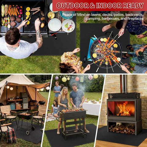 Under Grill Mat For Outdoor Grills Large 60 By 40 Inches Double Sided Fireproof Pad Underneath Grill Indoors and Outdoors