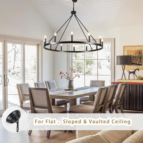 Matte Black 8 Light Farmhouse Chandelier Industrial Pendant Light Fixture For Dining Room Kitchen Living Room Foyer Ceiling