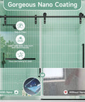Frameless Bathtub Sliding Shower Door With Barn-Style Exposed Roller System, nano coating comparison on 8mm tempered glass