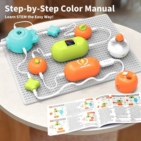 STEM Electronics Kit For Kids With 31 Circuit Parts And 300 Plus Projects No Soldering Needed Fun Coding Experiments manual and parts