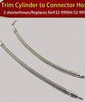 Trim Tilt Hydraulic Ram Cylinder Hose Kit For Alpha One And Bravo Outdrives, Replaces 9B-104 And 9B-121 Trim Cylinders, Includes Replacement Lines For 32-99904Q 32-864589 And 32-864588, Heavy Duty Marine Trim System Upgrade For Smooth Tuning, shown with two stainless steel hoses