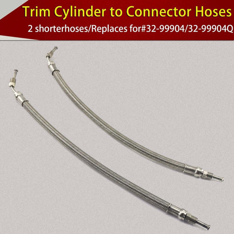 Trim Tilt Hydraulic Ram Cylinder Hose Kit For Alpha One And Bravo Outdrives, Replaces 9B-104 And 9B-121 Trim Cylinders, Includes Replacement Lines For 32-99904Q 32-864589 And 32-864588, Heavy Duty Marine Trim System Upgrade For Smooth Tuning, shown with two stainless steel hoses