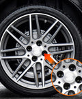 20 Pack Lug Nut Covers With Removal Tool, Rust-Proof Black Hex Wheel Nut Caps for Cars and SUVs, close-up on installed caps