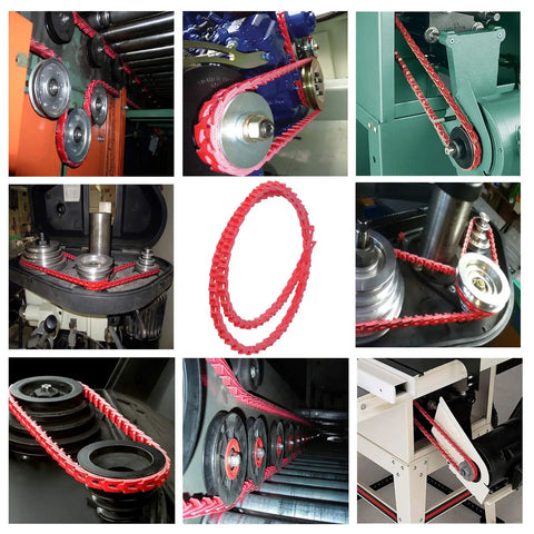 Adjustable Half Inch By Five Foot PU Linked V Belt A Type used in industrial machinery and equipment for durable power transfer.