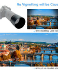 Camera with Go-To Lens Hood Shade Protector For Canon RF 100-400mm F5.6-8 IS USM And EF 70-300mm, comparison images without vignetting.