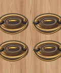 Antique Cabinet Ring Pulls Set Of 2, Vintage Drop Drawer Handles in distressed gold finish on wood background.