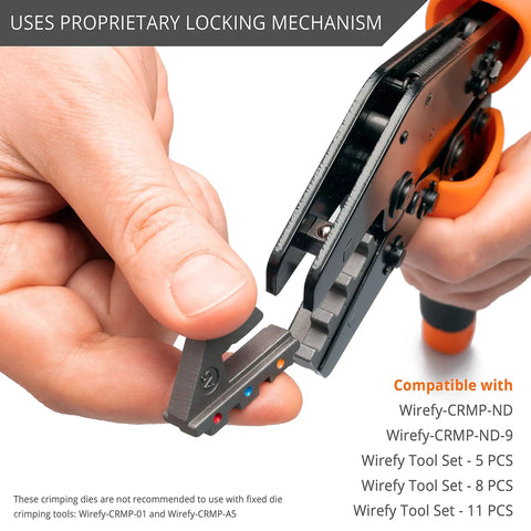 Crimping Die For Open Barrel Terminals 20 To 10 AWG With Precision Dies For Fast Easy Die Swaps Compatible With OEM Molex Delphi Deutsch AMP Tyco Weather Pack Metri Pack Connectors Locking Mechanism For Quick Reliable Crimps