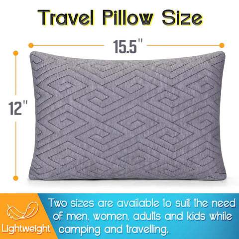Go To Travel Pillow For Sleeping On The Go Memory Foam Small Pillow With Breathable Cover For Camping Backpacking Planes Cars Neck Support 15 By 12 Inches Lightweight Yet Plush Comfort.