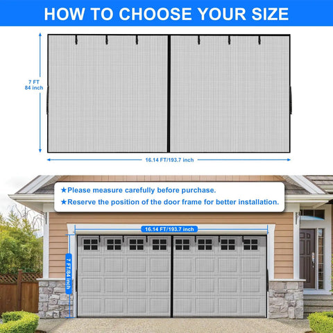 Two Car Garage Door Screen 16x7 Feet 300 Mesh Keeps Dust Out While Letting Fresh Air In Heavy Duty Magnetic Seal display
