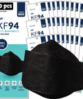 30 Pack Black Face Mask 4 Layer Safety With Electrostatic Filtration Patented Adjustable Earloop Lipstick Safe Breathe Easy 3D Ergonomic Design Individually Sealed Made In Korea with packaging