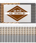 50 Piece Killer Sharp Drywall Cutting Bits Set With Precise 5/32 Inch Spiral Design in a clear storage case.