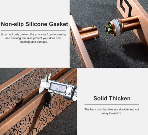 Two Sided Stainless Steel Barn Door Pull Handle For Interior And Exterior with floral detail and non-slip gasket