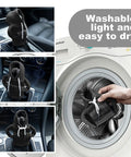Gear Shift Hoodie For Cars, Velvet Car Shift Knob Cover shown on shifters and being machine-washed, mini shifter hoodie, soft durable car accessory
