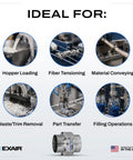 No Hassle Industrial Line Vac Pump Moves Scrap Parts And Bulk Material Fast With Straight 4 Inch Hose Connection High Output Pneumatic Vacuum Generator in use for filling operations.