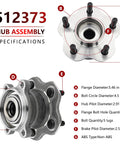AWD Rear Wheel Hub Bearing 512373 Fits Nissan Juke 2011 2017 And Nissan Rogue 2008 2020 Wheel Hub Assembly Replacement Without ABS Easy Install Plug And Play Durable High Quality Part diagram with specifications