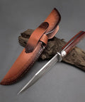 M390 Fixed Blade Hunting Knife With Wood Handle Full Tang Survival Knife Leather Sheath Built For Rugged Outdoor Camping Bushcraft