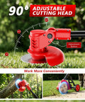 Cordless Weed Wacker With Wheels 4 In 1 Garden Tool Powered By 21V Battery 650W Motor adjustable cutting head close-up