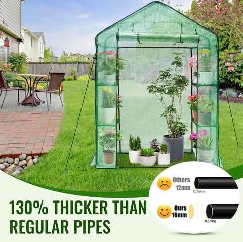 Walk In Outdoor Greenhouse 28 By 57 By 76 Inches 3 Tiers And 4 Shelves Durable PE Cover Screen Windows Portable Garden Plant House For Outside And Indoor Use Ideal For Seed Starting Year Round Plant Growth Protects From Cold Rain Pests And Rodents