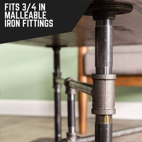 3/4 Inch Black Steel Pipe Nipple Set 16 Inch Long, Pre Cut Industrial DIY Go-To Material for Vintage Furniture and Home Decor, Fits Standard 3/4 Inch Threaded Malleable Iron Fittings, 4 Pack