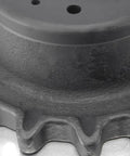 Close-up of Bulletproof Track Drive Sprocket With Nine Holes And Seventeen Teeth single speed undercarriage replacement, hardened steel gear.