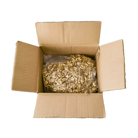 Top Shelf M3 Brass Threaded Inserts For 3D Printing And Injection Molding Bulletproof Press Fit Hardware in a cardboard box.