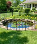 Decorative Garden Fence For Yard And Patio, Rustproof Black Metal Barrier Panels, 10-Panel Set around garden pond