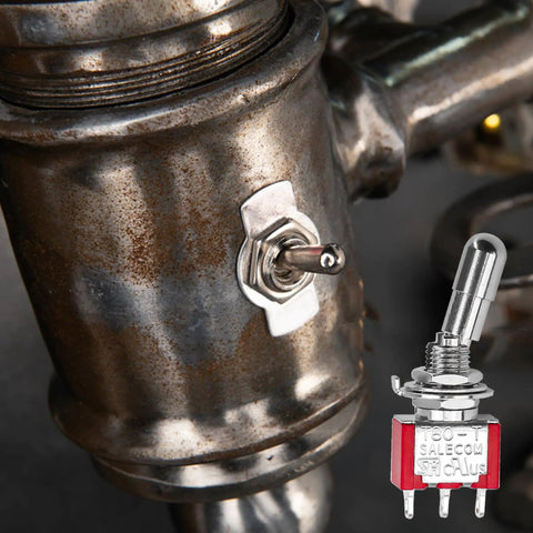 Two Pack SPDT Mini Toggle Switch 3 Pin 2 Position On On 5A 125V And 3A 250V Heavy Duty Marine installed on metal surface