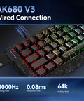 Close-up of 60 Percent Wired Mechanical Gaming Keyboard With Magnetic Switches 8000Hz Polling Rate, showcasing RGB keys.