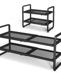 Expandable Metal Shoe Rack Organizer for Closet and Entryway Adjustable Two Tier Shoe Shelf Stackable Long Shoe Stand Holds Up to Eight Pairs