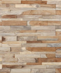 Close-up of Teak 3D Wood Wall Panels Set Of 10 Handmade Unique Planks Premium DIY Wall Decor Real Teak Wood showcasing rustic texture.