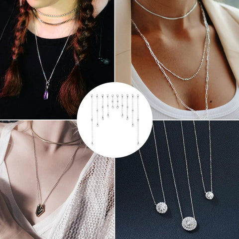 Magnetic Necklace Extenders Set With Ten Pieces In Five Sizes Two Each No Fuss Double Clasp Adjustable Lobster Clasp Extensions Silver