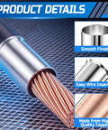 100 Pcs AWG 1/0 Wire Ferrules Kit, Tinned Copper Non Insulated Crimp Connectors, Terminal Ends For Electric Wiring, Automotive And Industrial Projects, Heavy Duty Beefy Performance, High Conductivity, Anti Oxidation, smooth finish