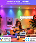 2 Inch Smart LED Recessed Lighting, 5W RGB Color Changing WiFi Downlight illuminating a cozy living room, music mode activated.