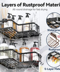 No Drill Corner Shower Caddy Set, Stainless Steel Wall Mounted Bathroom Organizer With Removable Hooks, Rustproof Shower Shelf