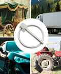 Collage of 4 Pack 304 Stainless Steel Linch Pin With Ring used on trailers, truck, sports car, and tractor