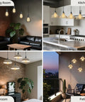 Plug In Pendant Light Kit With 1 To 4 E26 E27 Sockets Industrial Hanging Light displayed in living room, kitchen, bedroom, patio.