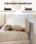 Queen Lift Up Storage Bed Frame With Adjustable Headboard Featuring Premium Chenille Upholstery And Smooth Curved Edges For A Chill Sleep Vibe And Solid Setup In Beige with pillows and adjustable headboard detail.