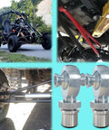 Heavy Duty One And A Quarter Chromoly Heim Joint Rod End Kit With Spacers, 12 TPI Threads, Two Pairs, Left And Right Hand Joints, High Misalignment Spacers From One Inch To Three Quarters Inch, Fits One Point Seven Five Inch OD Tubing With 0.120 Inch Wall; off-road suspension