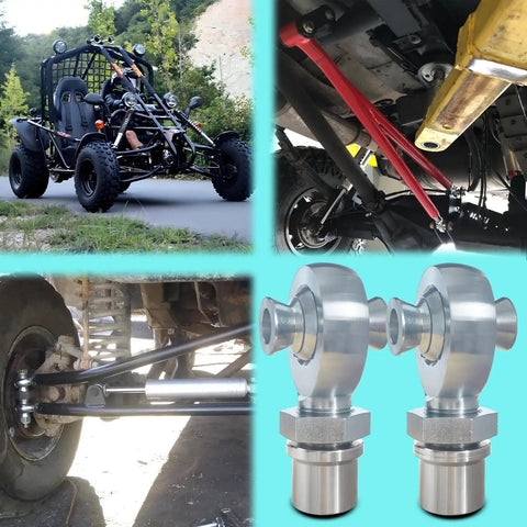 Heavy Duty One And A Quarter Chromoly Heim Joint Rod End Kit With Spacers, 12 TPI Threads, Two Pairs, Left And Right Hand Joints, High Misalignment Spacers From One Inch To Three Quarters Inch, Fits One Point Seven Five Inch OD Tubing With 0.120 Inch Wall; off-road suspension
