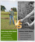 Comparison of a man using a 27 Inch Scythe For Grass Cutting With Sharpening Stone and a man using an ordinary sickle blade.